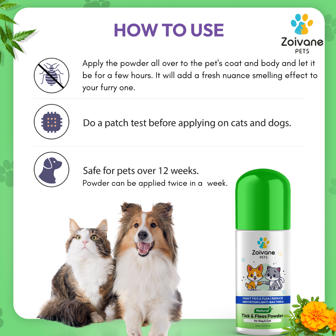 Zoivane Pets Anti-Tick and Flea Powder For Dogs& Cats 150grams