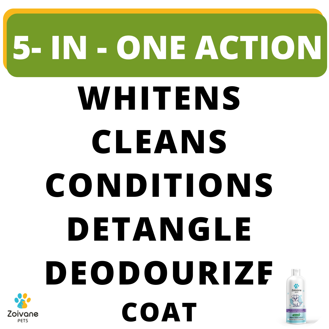 Zoivane Extra White 5 In 1 Dog Shampoo & Conditioner For Whitening, Glowing| Dog Shampoo German Shepherd, Labrador & Golden Retriever