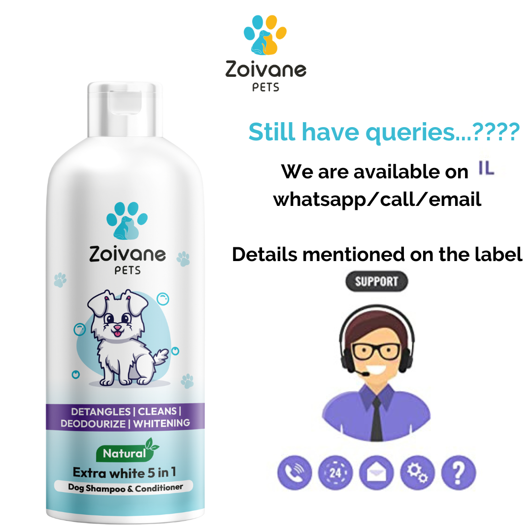 Zoivane Extra White 5 In 1 Dog Shampoo & Conditioner For Whitening, Glowing| Dog Shampoo German Shepherd, Labrador & Golden Retriever