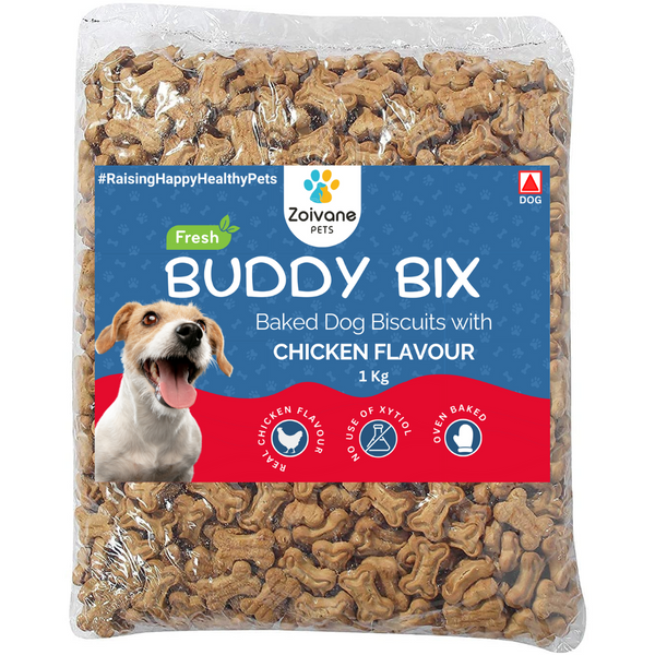 ZOIVANE Buddy Bix Dog Biscuits |Chicken Flavor, Mutton Flavor, Fish Flavor, Vegetarian Flavor Biscuits| pack of 4  (1 kg each)