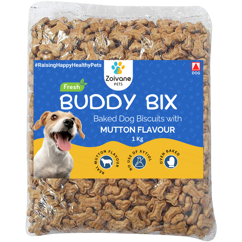 ZOIVANE Buddy Bix Dog Biscuits |Chicken Flavor, Mutton Flavor, Fish Flavor, Vegetarian Flavor Biscuits| pack of 4  (1 kg each)