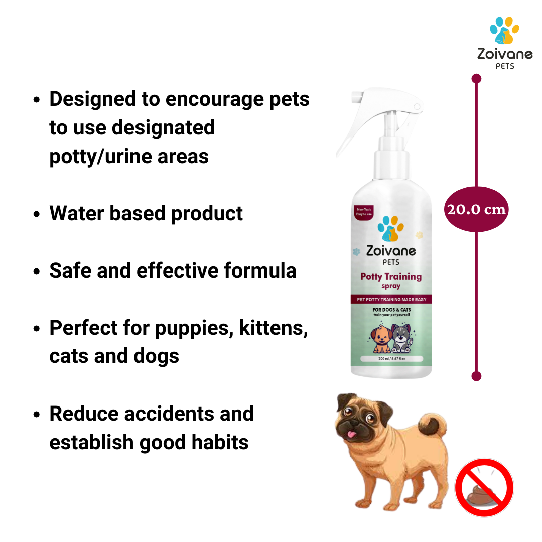 ZOIVANE Dog Potty Training Spray for Dogs, Cats, Puppy, Kitten 200ml | Indoor Use | No More Marking | Effective Training Aid for Puppies | Dogs & Cats Poop Spray| Training process may take upto 28-30 days to get potty/urine trained