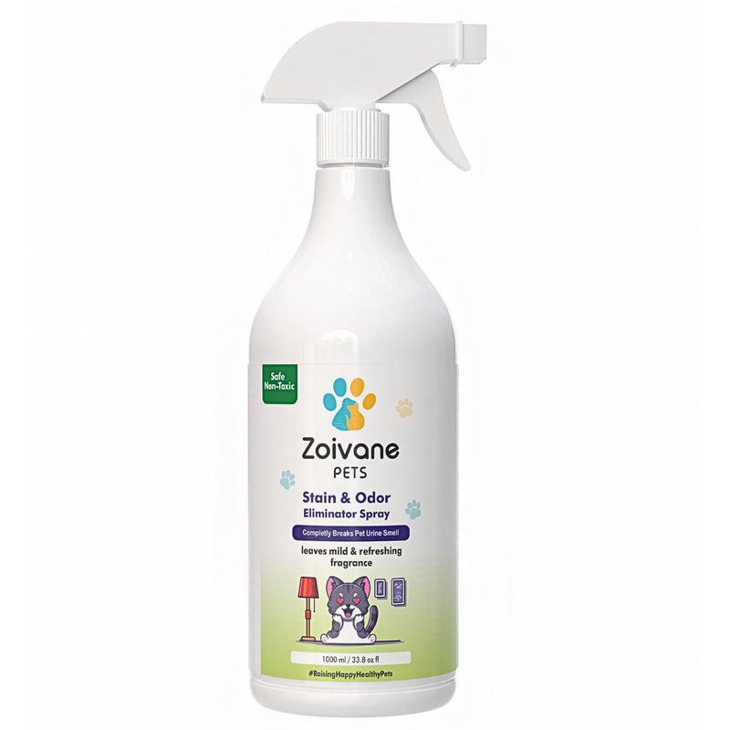 Zoivane Pets Stain and Odor Eliminator Spray - 1 Liter with Refreshing and Mild Fragrance - Breaks Pet Urine Smell Completely