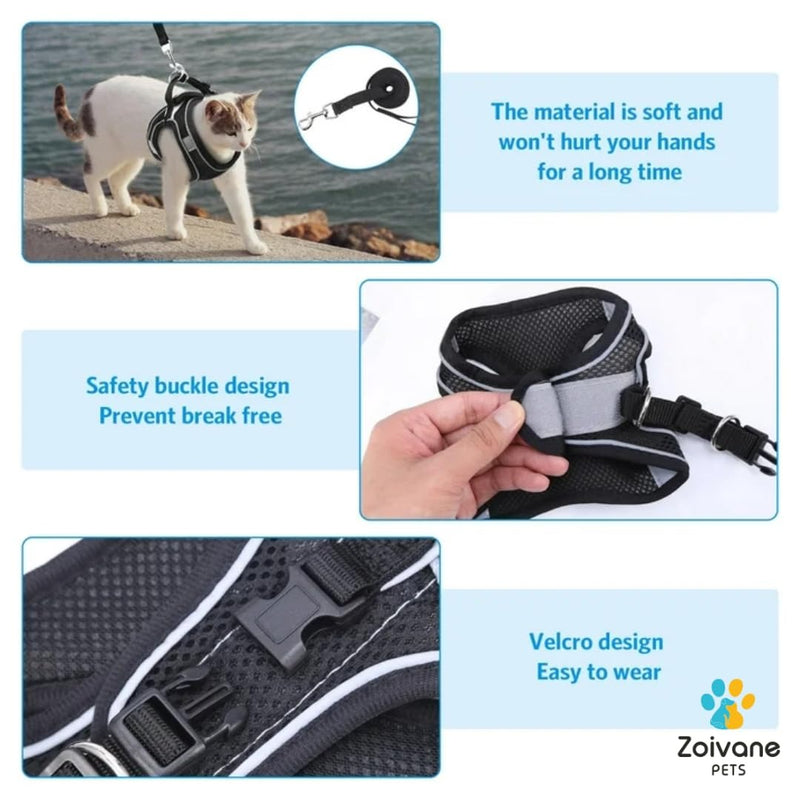 Zoivane Pets Cat Harness - Comfortable and Secure Adjustable Harness for Cats