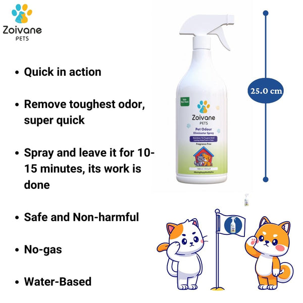 Zoivane pets Fragrance-Free Pet Odor Eliminator Spray - Effective, Non-Toxic, and Safe for All Surfaces