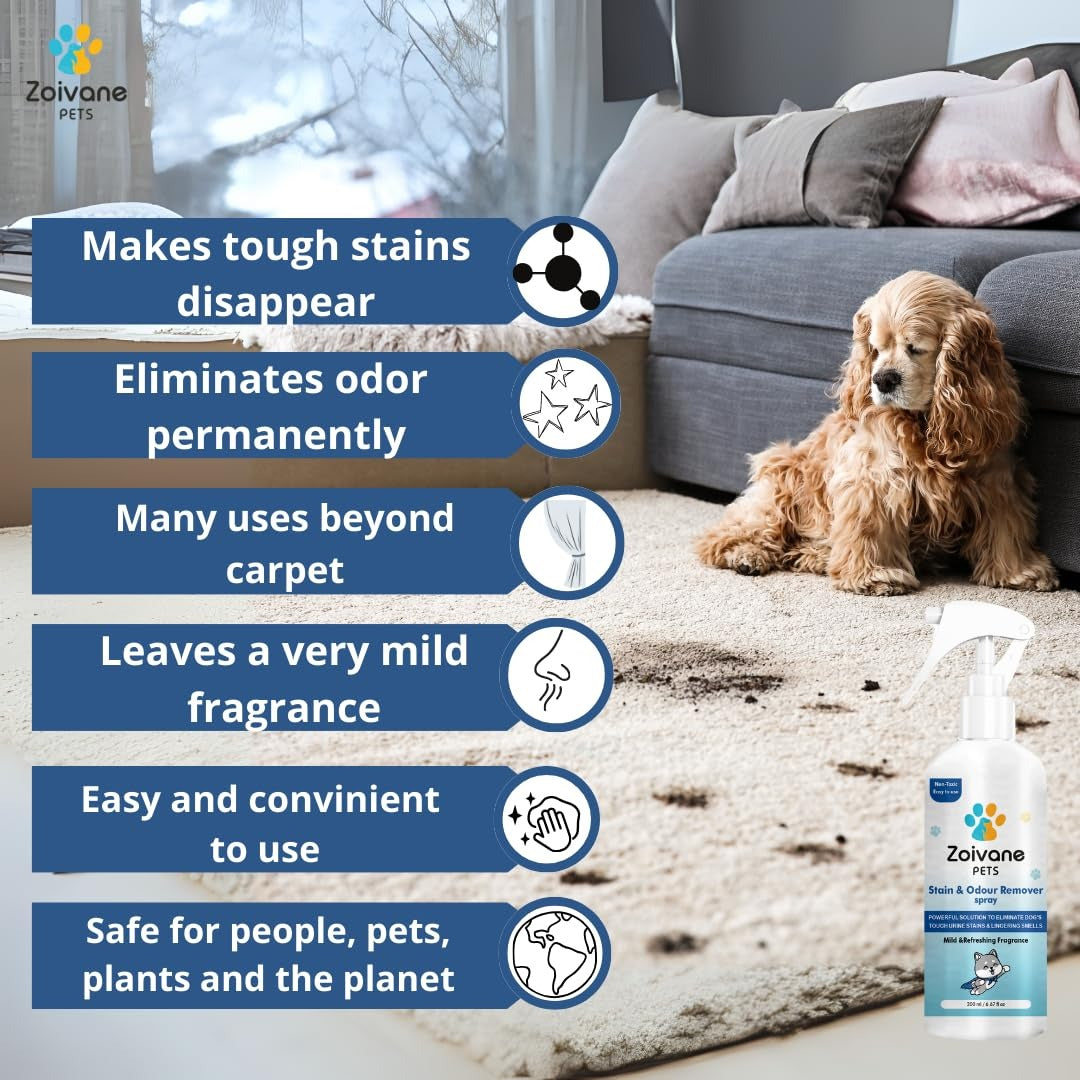 Zoivane Home Cleaning Kit for Pet Parents | Pet Area Freshener | Pet Odor Eliminator Spray | Stain and Odor Remover Spray | for Dogs & Cats | Outdoor & Indoor Hygine|The Ultimate Solution for a Spotless & Odor-Free Home!