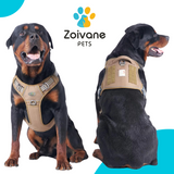 Zoivane Pets Dog Harness, No-Pull Pet Harness with Safety Reflective Strip, Control Handle Dog Belt Outdoor, Oxford Cloth Dog Vest Harness (Khaki, XL, Suitable for 22.5-45kg)