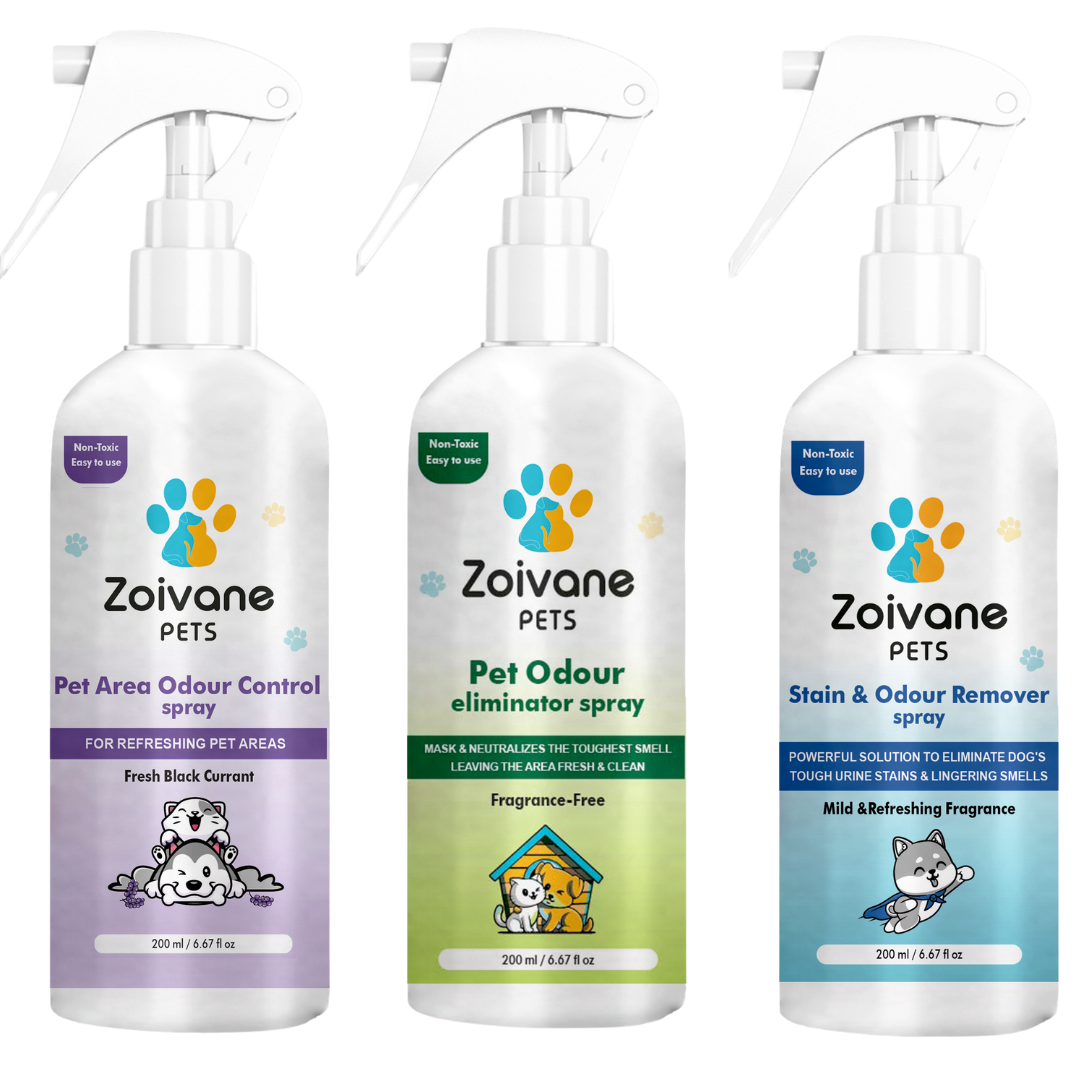 Zoivane Home Cleaning Kit for Pet Parents | Pet Area Freshener | Pet Odor Eliminator Spray | Stain and Odor Remover Spray | for Dogs & Cats | Outdoor & Indoor Hygine|The Ultimate Solution for a Spotless & Odor-Free Home!