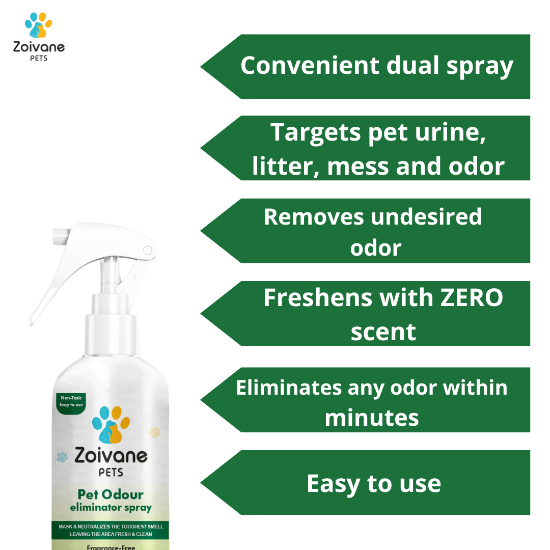 Zoivane pets Fragrance-Free Pet Odor Eliminator Spray - Effective, Non-Toxic, and Safe for All Surfaces