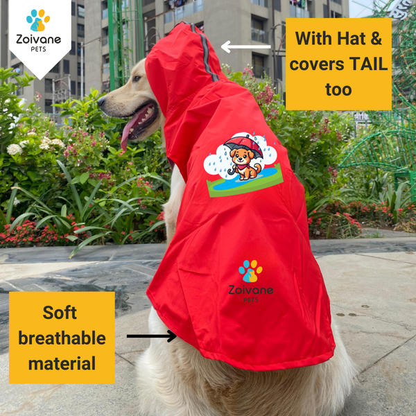 Dog Raincoat XL "Dogs Just Wanna Have Fun!" Printed Dog Raincoat For Dogs, Labrador, Golden Retriever, Shihtzu, German Shepherd & Similar (Pack of 1)