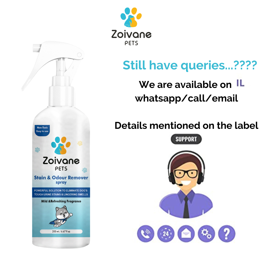 Zoivane Pets Stain and Odor Eliminator Spray - 200ml with Refreshing and Mild Fragrance - Breaks Pet Urine Smell Completely