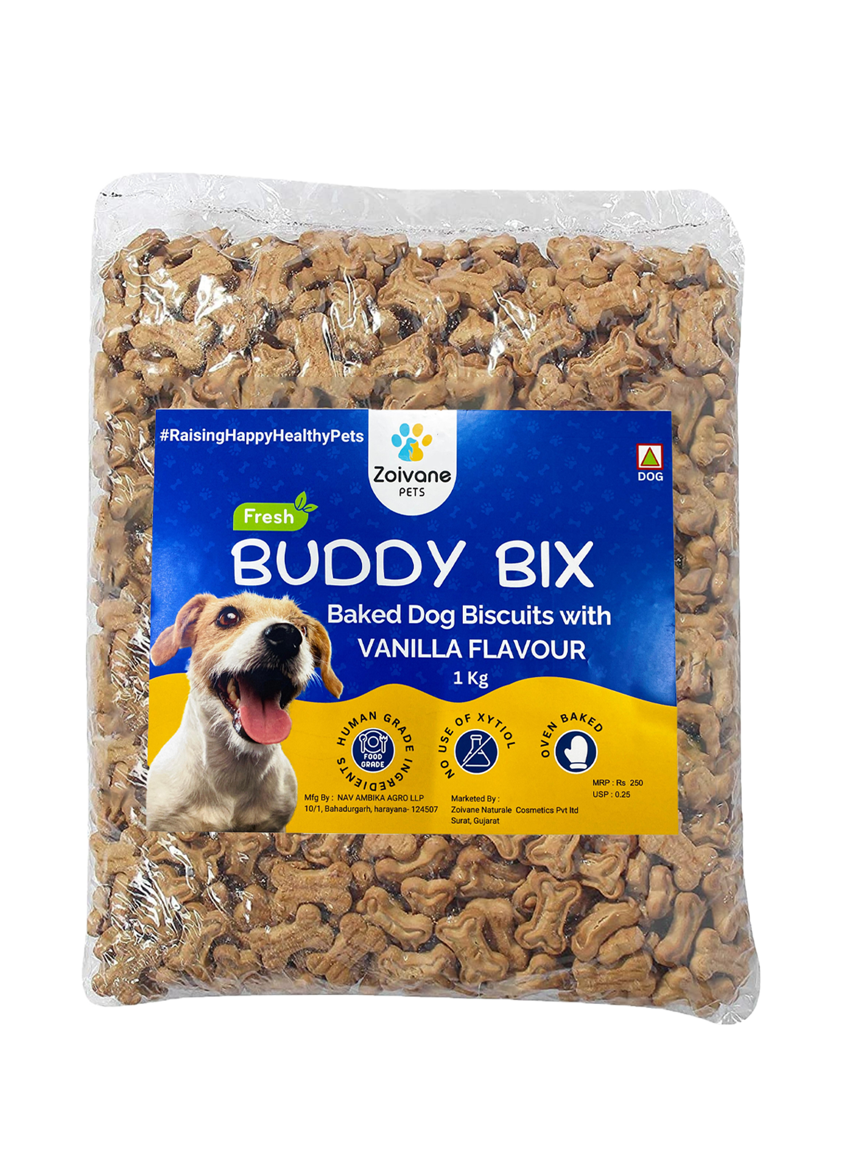 ZOIVANE Buddy Bix Dog Biscuits |Chicken Flavor, Mutton Flavor, Fish Flavor, Vegetarian Flavor Biscuits| pack of 4  (1 kg each)