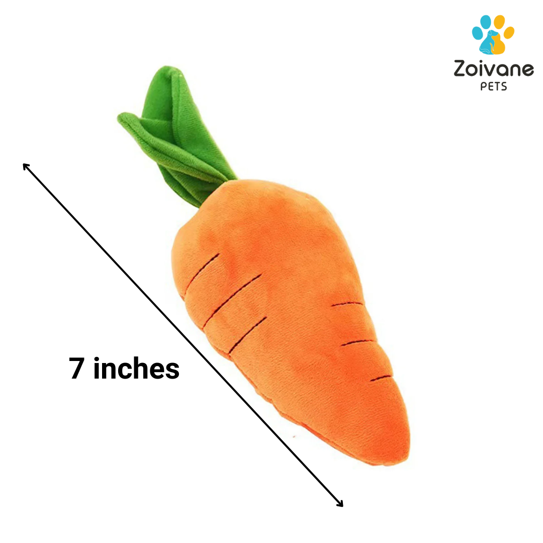 Zoivane Pets Plush Carrot Toy, pack of -1 , (For your pet's playtime)  (Color and design may vary)