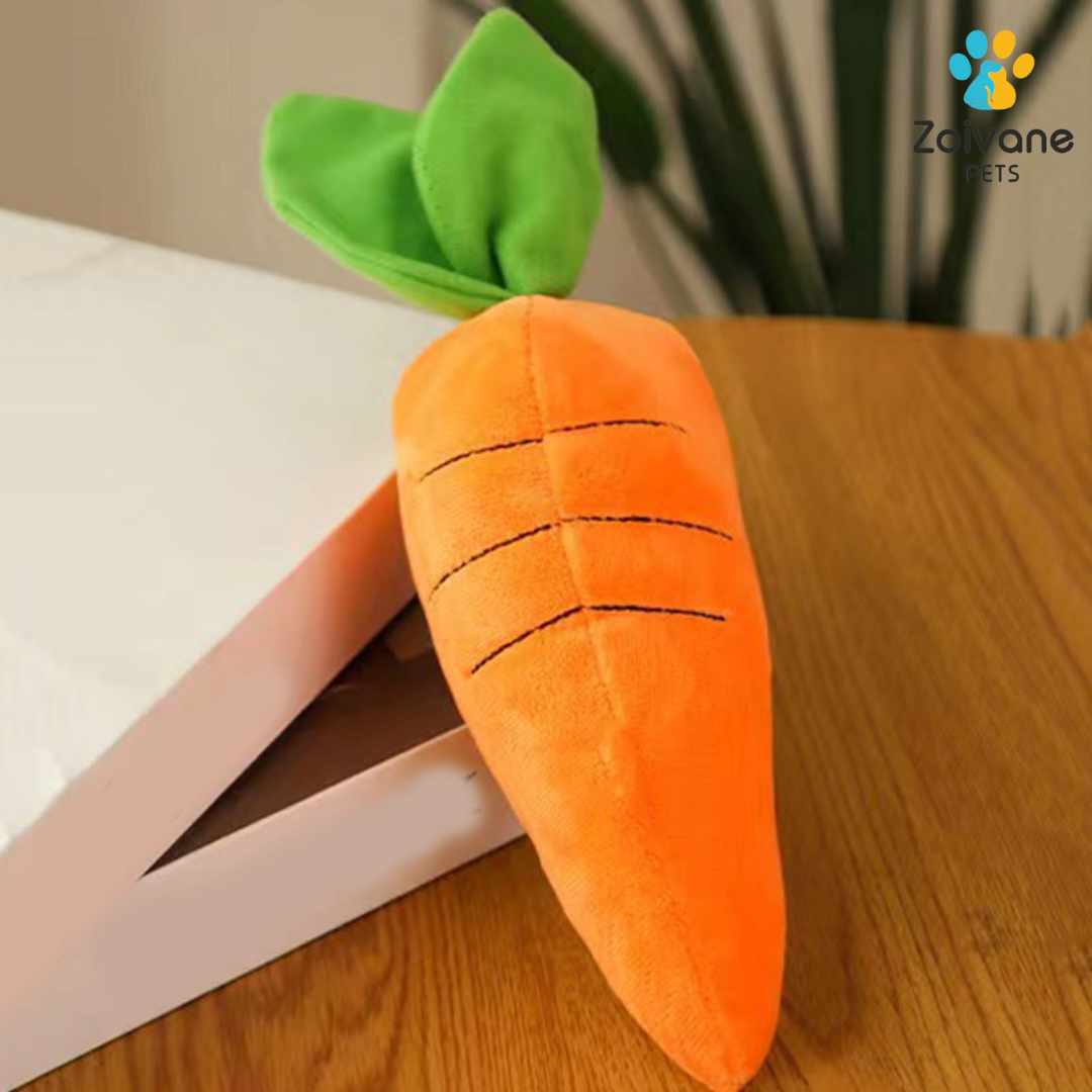 Zoivane Pets Plush Carrot Toy, pack of -1 , (For your pet's playtime)  (Color and design may vary)