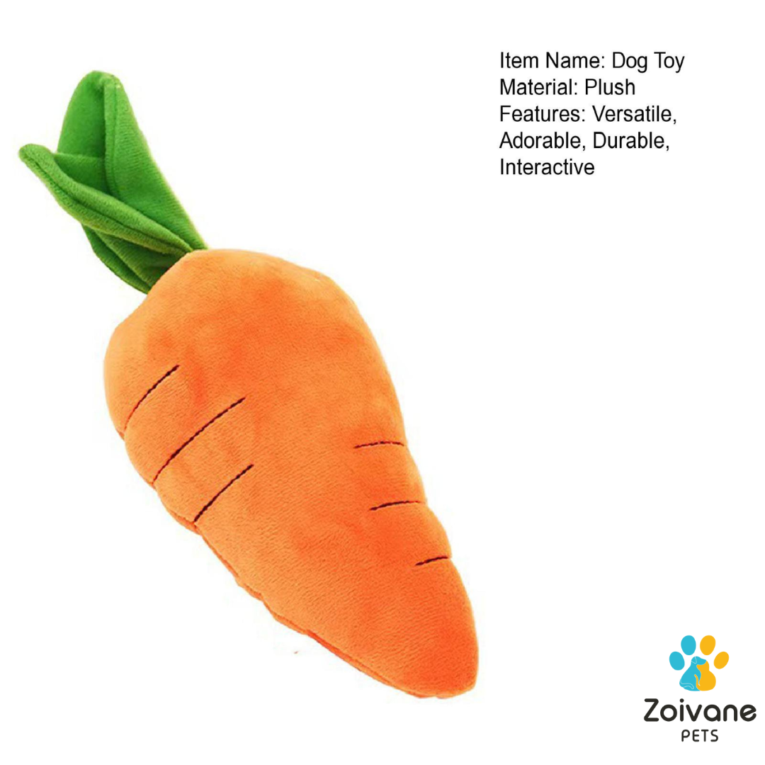 Zoivane Pets Plush Carrot Toy, pack of -1 , (For your pet's playtime)  (Color and design may vary)