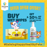 Buy one wet wipes and get 50% off on tick and flea dry shampoo