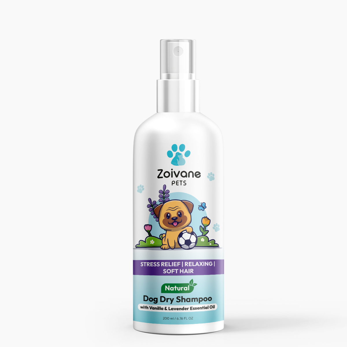 Zoivane Pets Dog dry shampoo with vanilla and lavender essential oil, 200ml